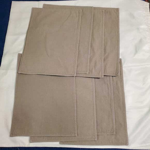 Placemats Set of 8 Reversible Light Blue Teal Gray Twill Soft Brushed Soft 18x13 - Picture 4 of 11